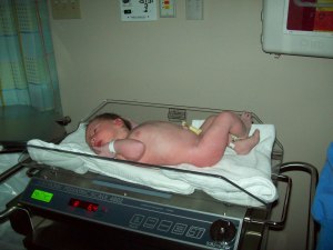 Getting the stats: 8lbs, 6oz