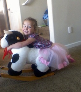 Reese riding the cow...